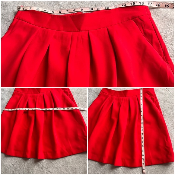 Banana Republic Red A-Line Mini Skirt Pleated Cocktail - Picture 12 of 12